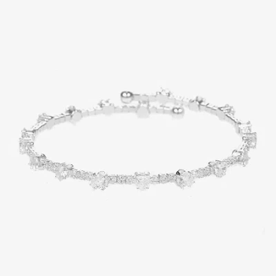 Sparkle Allure Coil Womens Cubic Zirconia Pure Silver Over Brass Wrap Bracelet In Transparent
