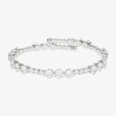 Sparkle Allure Coil Womens Cubic Zirconia Pure Silver Over Brass Wrap Bracelet In Transparent