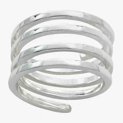 Sparkle Allure Coil Wrap Womens 2.5mm Pure Silver Over Brass Bypass Band In Metallic