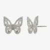 Sparkle Allure Crystal 11mm Butterfly Stud Earrings In Transparent