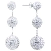 Sparkle Allure Crystal Graduated Pave Ball Silver Plated Drop Earrings In Silver