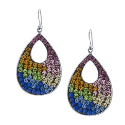 Sparkle Allure Crystal Pure Silver Over Brass Round Drop Earrings In Transparent