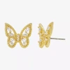 Sparkle Allure Cubic Zirconia 14k Gold Over Brass 12.5mm Butterfly Stud Earrings In Transparent