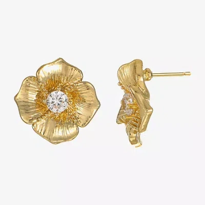 Sparkle Allure Cubic Zirconia 14k Gold Over Brass 12mm Flower Stud Earrings