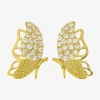 Sparkle Allure Cubic Zirconia 14k Gold Over Brass 17.9mm Butterfly Stud Earrings In Brown