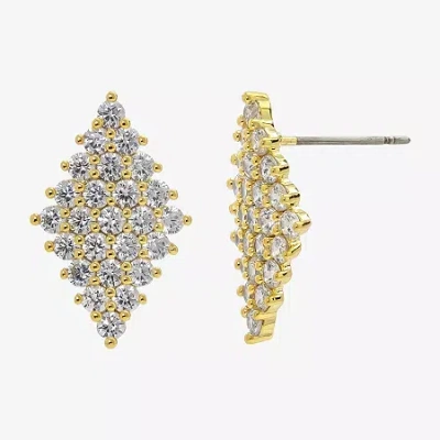 Sparkle Allure Cubic Zirconia 14k Gold Over Brass 21.4mm Diamond Stud Earrings In Transparent