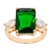 Sparkle Allure Cubic Zirconia 14k Gold Over Brass Emerald Rectangular Cocktail Ring In Transparent