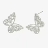 Sparkle Allure Cubic Zirconia 22.2mm Butterfly Stud Earrings In Metallic