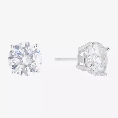 Sparkle Allure Cubic Zirconia 9mm Round Stud Earrings In Silver