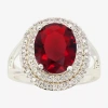 Sparkle Allure Cubic Zirconia Siam Pure Silver Over Brass Cocktail Ring In Red
