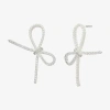 Sparkle Allure Cubic Zirconia Simulated Pearl 25.5mm Bow Stud Earrings In Metallic