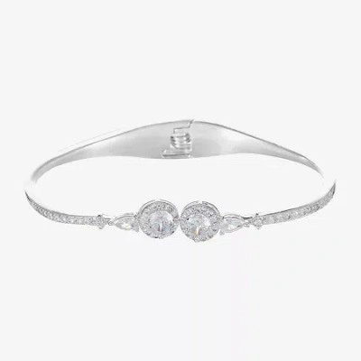 Sparkle Allure Cuff Womens Cubic Zirconia Pure Silver Over Brass Round Bangle Bracelet
