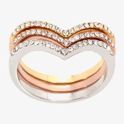 Sparkle Allure Curved Chevron Delicate Womens Crystal 14k Gold Over Brass 18k Rose Gold Over Brass Chevron Delicate