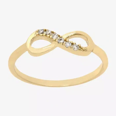 Sparkle Allure Delicate Stackable Womens Cubic Zirconia 14k Gold Over Brass Infinity Delicate Band