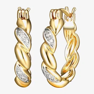 Sparkle Allure Diamond Accent 18k Gold Over Brass Curved Hoop Earrings In Transparent
