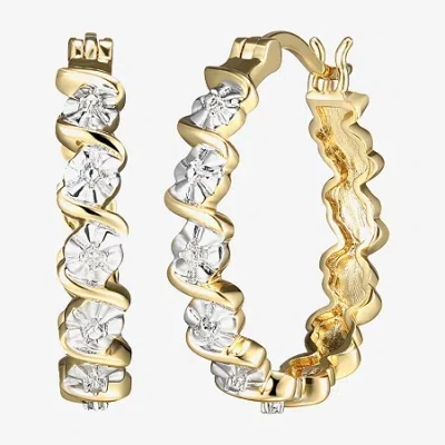 Sparkle Allure Diamond Accent 18k Gold Over Brass Curved Hoop Earrings In Transparent