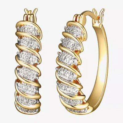 Sparkle Allure Diamond Accent 18k Gold Over Brass Curved Hoop Earrings In Transparent