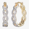 Sparkle Allure Diamond Accent 18k Gold Over Brass Hoop Earrings In Transparent