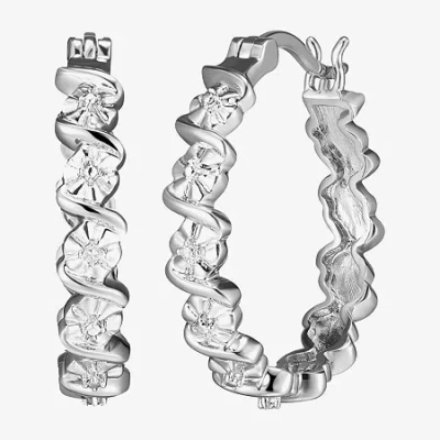 Sparkle Allure Diamond Accent Silver Over Brass Curved Hoop Earrings