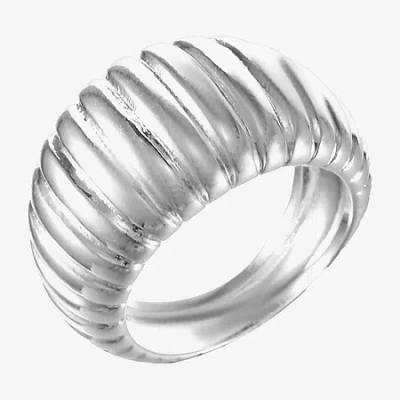 Sparkle Allure Dome Womens 6mm Pure Silver Over Brass Band In Transparent