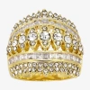 Sparkle Allure Dome Womens Cubic Zirconia 14k Gold Over Brass Cocktail Ring In Transparent
