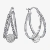 Sparkle Allure Double Womens Crystal 29.2mm Hoop Earrings In Transparent