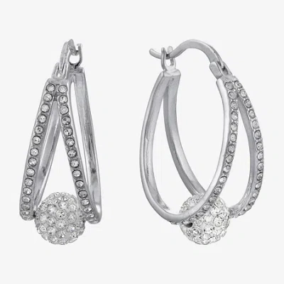 Sparkle Allure Double Womens Crystal 29.2mm Hoop Earrings In Transparent
