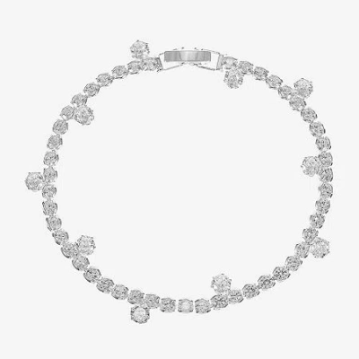Sparkle Allure Drop Stone Womens Cubic Zirconia Pure Silver Over Brass Round 7.5 Inch Tennis Bracelet In Transparent