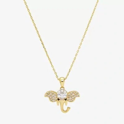 Sparkle Allure Elephant Womens Cubic Zirconia 14k Gold Over Brass 16 Inch Pendant Necklace In Transparent