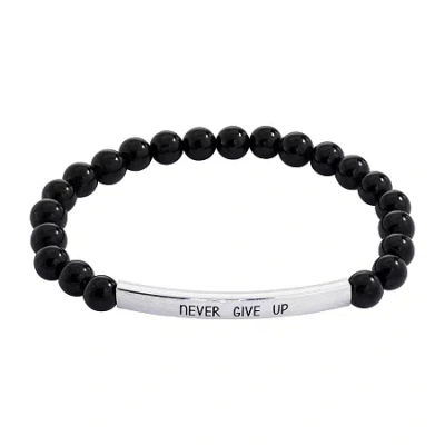 Sparkle Allure Empowerment Womens Black Agate Bar Beaded Bracelet