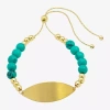 Sparkle Allure Empowerment Womens Blue Turquoise 14k Gold Over Brass Beaded Bracelet In Gold
