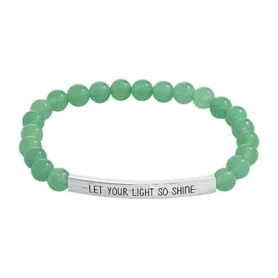 Sparkle Allure Empowerment Womens Green Aventurine Bar Beaded Bracelet In Transparent