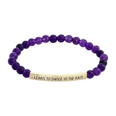 Sparkle Allure Empowerment Womens Purple Amethyst 14k Gold Over Brass Bar Beaded Bracelet