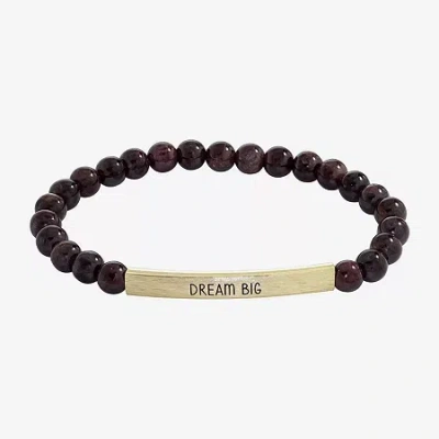 Sparkle Allure Empowerment Womens Red Garnet 14k Gold Over Brass Bar Beaded Bracelet In Transparent