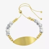 Sparkle Allure Empowerment Womens White Howlite 14k Gold Over Brass Beaded Bracelet In Transparent