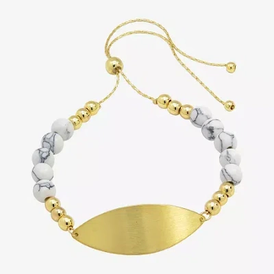 Sparkle Allure Empowerment Womens White Howlite 14k Gold Over Brass Beaded Bracelet In Transparent
