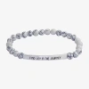 Sparkle Allure Empowerment Womens White Howlite Bar Beaded Bracelet In Gray