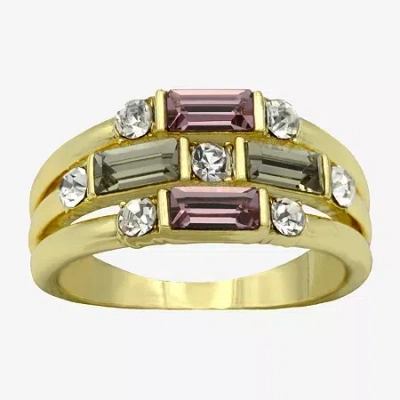 Sparkle Allure Faux Stacked Womens 2mm Multi Color Crystal 14k Gold Over Brass Band