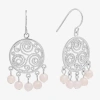 Sparkle Allure Filigree Genuine Stone Beaded Womens Pink Pure Silver Over Brass Drop Earrings In Silver