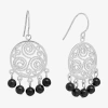 Sparkle Allure Filigree Genuine Stone Beaded Womens Pink Pure Silver Over Brass Drop Earrings In Black