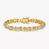 Sparkle Allure Fine Silver Plated Womens Natural White Diamond Accent 14k Gold Over Brass 7.25 Inch Tennis Bracelet In Gold