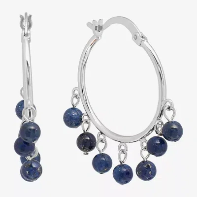 Sparkle Allure Genuine Stone Beaded Womens Pink 32.5mm Hoop Earrings In Blue