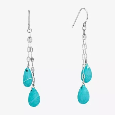 Sparkle Allure Genuine Stone Beaded Womens Pink Pure Silver Over Brass Drop Earrings