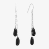 Sparkle Allure Genuine Stone Beaded Womens Pink Pure Silver Over Brass Drop Earrings In Black