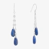 Sparkle Allure Genuine Stone Beaded Womens Pink Pure Silver Over Brass Drop Earrings In Blue