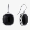 Sparkle Allure Genuine Stone Womens Blue Pure Silver Over Brass Square Drop Earrings In Black