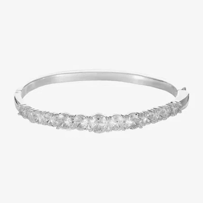 Sparkle Allure Graduated Womens Cubic Zirconia Pure Silver Over Brass Round Bangle Bracelet