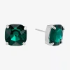 Sparkle Allure Green Crystal 11.9mm Square Stud Earrings In Green