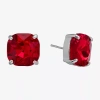 Sparkle Allure Green Crystal 11.9mm Square Stud Earrings In Metallic