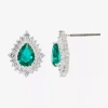 Sparkle Allure Green Crystal 14.4mm Pear Stud Earrings In Blue